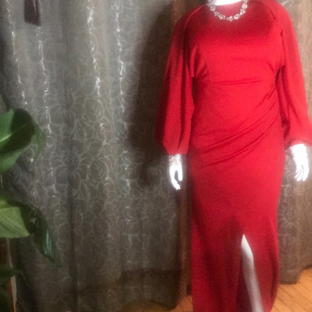 Fashion Nova red backless gown